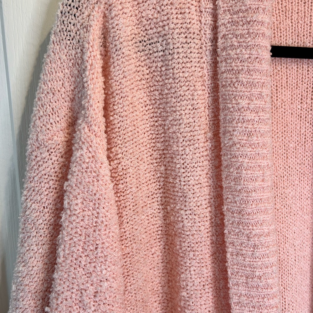🌸”Karen Scott Vintage Baby Pink Nubby Knot Open Front Cardigan w/ Pockets Size L - Picture 8 of 17